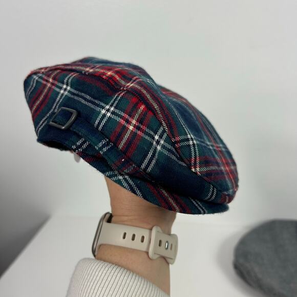 Janie & Jack Baby Toddler Wool Cabbie Hats Set of 2 Gray Red Plaid 12-24 Months - Picture 2 of 7